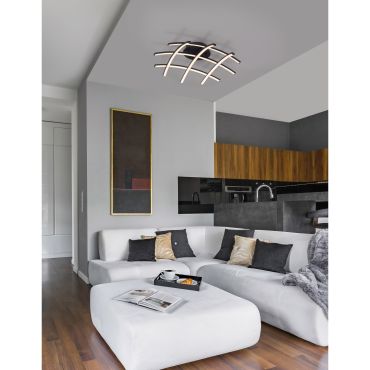 Nova Luce Gropius - plafondverlichting - Ø 59 x 15 cm - 36W dimbare LED incl. - zand zwart