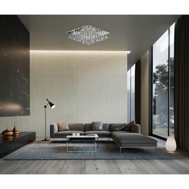 Searchlight Hanna - plafondverlichting - 44 x 44 x 17 cm - chroom