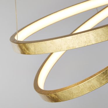 Searchlight Float - hanglamp - Ø 47 x 130 cm - 29W dimbare LED incl. - goud en wit