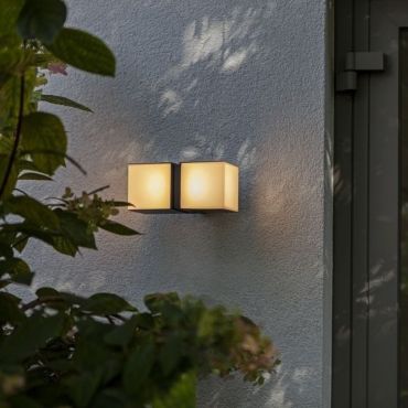 Lutec Cuba - buiten wand/plafondlamp - 10 x 14 x 21 cm - 2 x 12,2W LED incl. - IP54 - zwart
