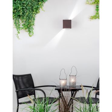 Nova Luce Como - buiten wandverlichting - 11,2 x 11,2 x 11,2 cm - 2 x 3W LED incl. - IP54 - antiek bruin