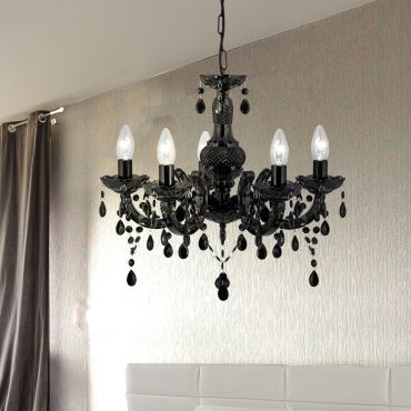 Searchlight Marie Therese - luster - Ø 48 x 93 cm - zwart