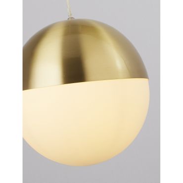 Searchlight Endor - hanglamp - Ø 25 x 150 cm - satijn messing en opaal wit