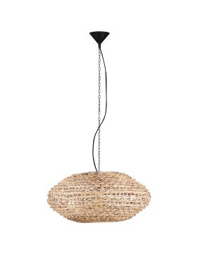 Nova Luce Bola - hanglamp - Ø 60 x 200 cm - natuurlijk en zwart