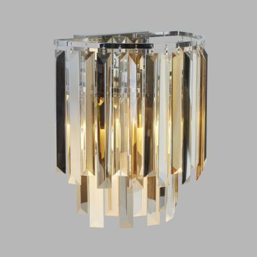 Searchlight Clarissa - wandverlichting - 29 x 28 cm - amber en chroom