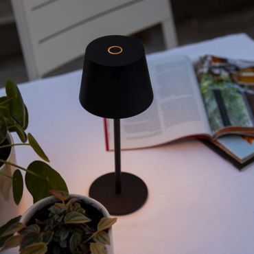 Lutec Roble - oplaadbare buiten tafellamp - Ø 11 x 28 cm - 1,1W LED incl. - IP54 - zwart