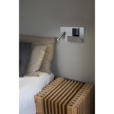 Faro Suau Right - wandverlichting met schakelaar en USB-poort - 28 x 12 x 15,5 cm - 3W LED incl. - zilver