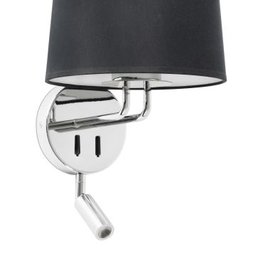 Faro Montreal - wandverlichting met schakelaar - 21,5 x 19 x 39 cm - 3W LED incl. - zwart en chroom