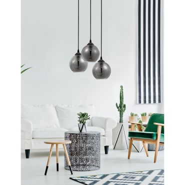 Nova Luce Adelina - hanglamp - Ø 30 x 120 cm - gerookt glas