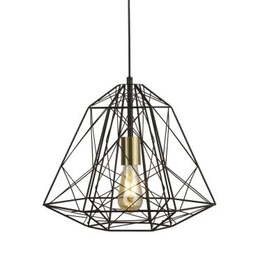 Searchlight Geometric Cage - hanglamp - Ø 39 x 150 cm - zwart