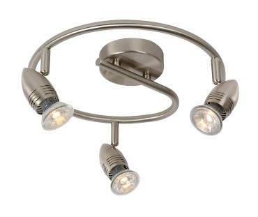 Lucide Caro - opbouwspot - Ø 31 x 13 cm - 3 x 5W LED incl. - satijn chroom