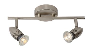 Lucide Caro - opbouwspot - 32 x 10 x 13 cm - 2 x 5W LED incl. - satijn chroom