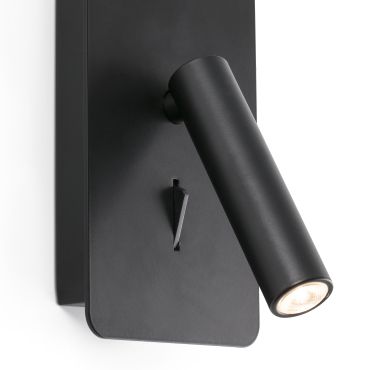 Faro Suau - wandverlichting met schakelaar - 9,5 x 14 x 17 cm - 3W LED incl. - mat zwart