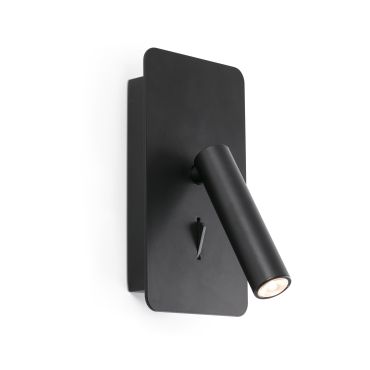Faro Suau - wandverlichting met schakelaar en USB-poort - 9,5 x 14 x 17 cm - 3W LED incl. - mat zwart
