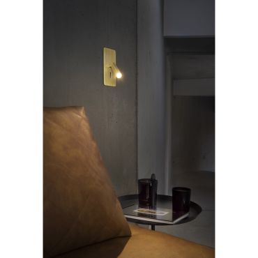 Faro Suau - inbouw wandverlichting met schakelaar - 9,5 x 17 cm - 3W LED incl. - satijn goud