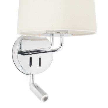 Faro Montreal - wandverlichting met schakelaar - 21,5 x 19 x 39 cm - 3W LED incl. - beige en chroom
