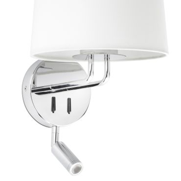 Faro Montreal - wandverlichting met schakelaar - 21,5 x 19 x 39 cm - 3W LED incl. - wit en chroom