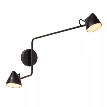 Lucide Milne - wandlamp - 35 x 8 x 54 cm - 2 x 8W LED incl. - zwart