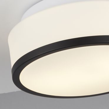 Searchlight Cheese - plafondverlichting - Ø 23 x 10 cm - IP44 - zwart en wit