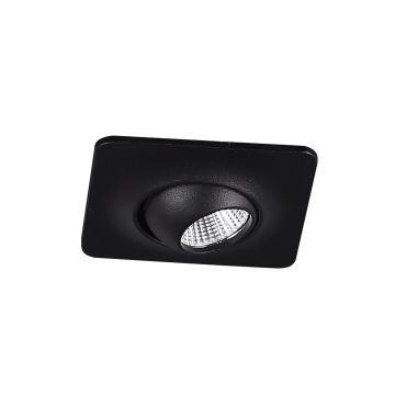Dobac Yuca Square Tilted - inbouwspot 1L - 55 x 55 mm, Ø 45 mm inbouwmaat - 3W LED incl. - zwart