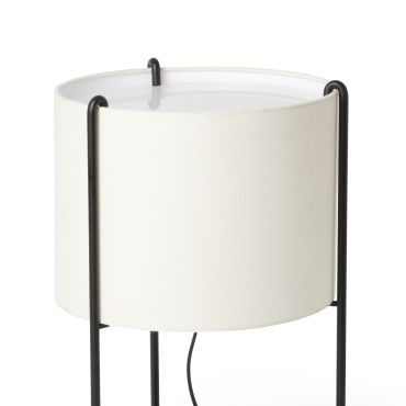 Faro Drum - tafellamp - Ø 30 x 43 cm - zwart en beige