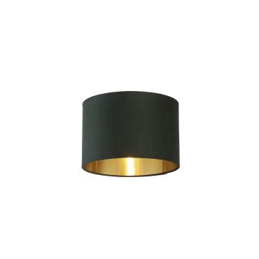 Searchlight Drum Shade - lampenkap - Ø 30 x 20 cm - donkergroen en geborsteld goud