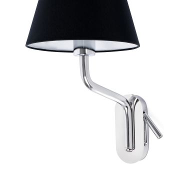 Faro Eterna Left - wandverlichting - 21,5 x 20 x 16 cm - 1W LED incl. - zwart en chroom