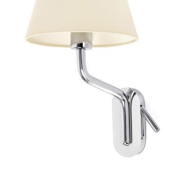 Faro Eterna Left - wandverlichting - 21,5 x 20 x 16 cm - 1W LED incl. - beige en chroom