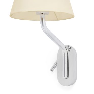 Faro Eterna Right - wandverlichting - 21,5 x 20 x 16 cm - 1W LED incl. - beige en chroom