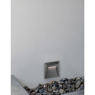 Nova Luce Luton - buiten wandverlichting - 12,5 x 3,3 x 12,5 cm - 1,2W LED incl. - IP65 - donkergrijs
