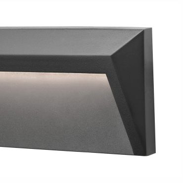 Nova Luce Luton - buiten wandverlichting - 23 x 3,3 x 8 cm - 1,6W LED incl. - IP65 - donkergrijs