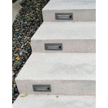 Nova Luce Krypton - inbouw wandverlichting - 13,5 x 8 x 5,5 cm - 3W LED incl. - IP54 - donkergrijs