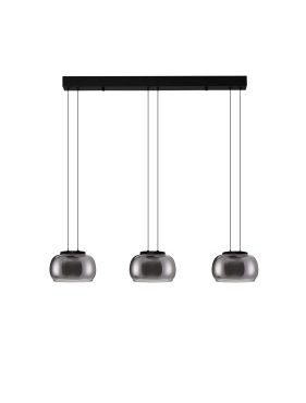 Nova Luce Bios - hanglamp - 82 x 167 x 18 cm - 25W dimbare LED incl. - mat zwart en rokerig grijs