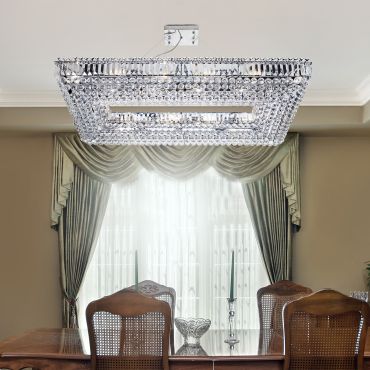 Searchlight Vesuvius - hanglamp - 120 x 62 x 110 cm - chroom en transparant