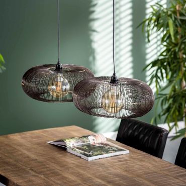 Vico Disk Wire - hanglamp - 102 x 43 x 150 cm - zwart nikkel
