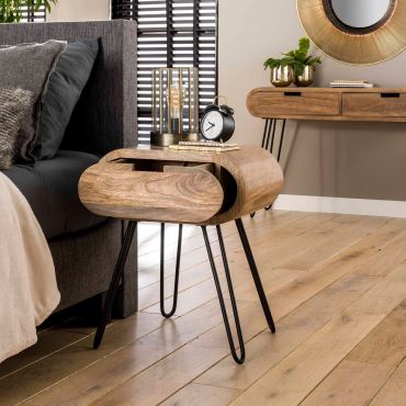 Vico Barrel - nachtkastje - 50 x 35  x 60 cm - mangohout