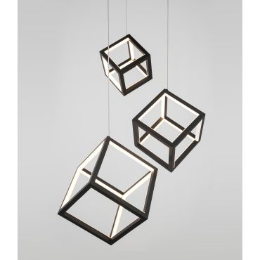 Nova Luce Gabbia - hanglamp - 56 x 48,5 x 156 cm - 110W dimbare LED incl. - zand zwart