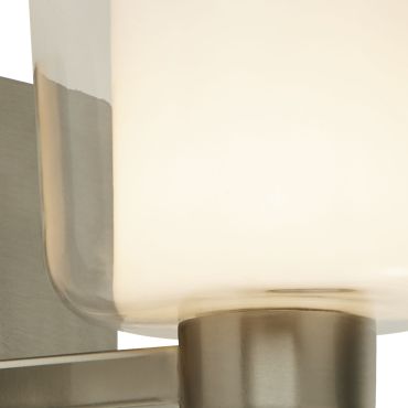 Searchlight Bubbles - wandverlichting - 13 x 14,5 cm - IP44 - satijn nikkel