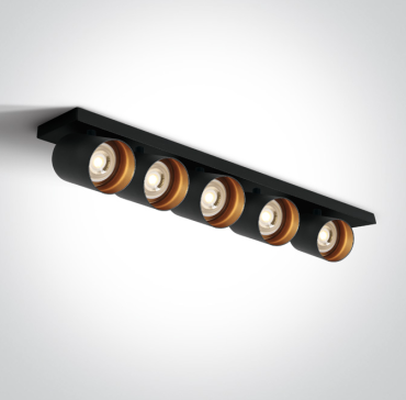 ONE Light Retro GU10 Spots - opbouwspot 5L - 65 x 7 x 10 cm - zwart