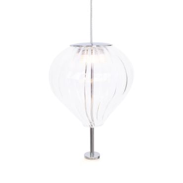 Maxlight Palloncini - hanglamp - Ø 12 x 180 cm - 2 x 3W LED incl. - wit, chroom en transparant