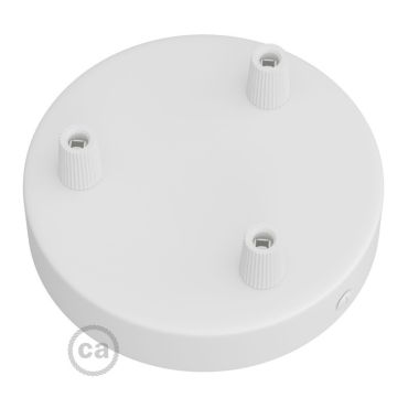 Creative Cables - strak design 3-gaats cilindrische metalen plafondkap - Ø 120 mm - wit