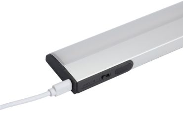 Integral LED - oplaadbare kastverlichting met handbewegingssensor - 1,4 x 4,5 x 26,1 cm -  1,4W dimbare LED incl. - aluminium