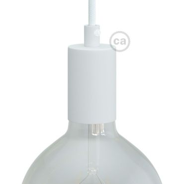 Creative Cables - E27 fitting met cilindervormige metalen kabelhouder - Ø 4,2 x 6,2 cm - wit