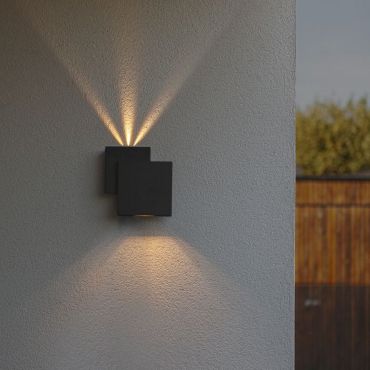 Lutec Rialto - buiten wandlamp - 6,4 x 19,5 x 19,5 cm - 21W LED incl. -  IP44 - mat zwart