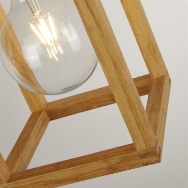 Searchlight Square - hanglamp - 20 x 20 x 120 cm - zwart en bruin