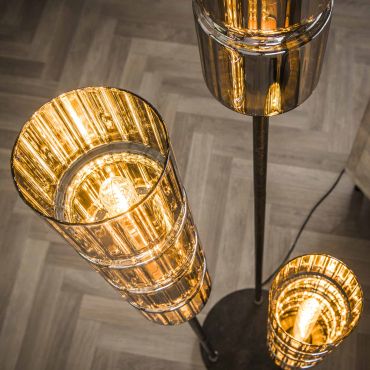 Vico Stepped Cylinder Glass - vloerlamp - 155 cm - zwart