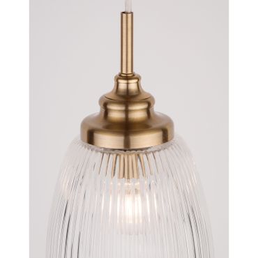 Nova Luce Mond - hanglamp - Ø 13 x 120 cm - satijn goud en transparant
