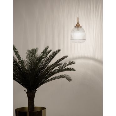 Nova Luce Mond - hanglamp - Ø 15 x 120 cm - satijn goud en transparant