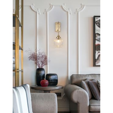 Nova Luce Mond - wandverlichting - 18 x 27,5 x 40 cm - satijn goud en transparant