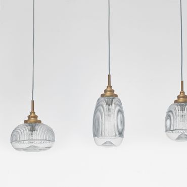 Nova Luce Mond - hanglamp - 76,5 x 18 x 120 cm - satijn goud en transparant